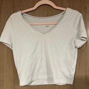 Wild Fable White Crop Fitted Short Sleeve T-Shirt